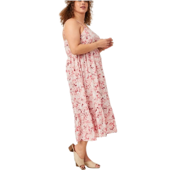 Hayden Los Angeles Floral Back Smocked Tiered Tank Dress size 2XL pink maxi - Picture 3 of 11